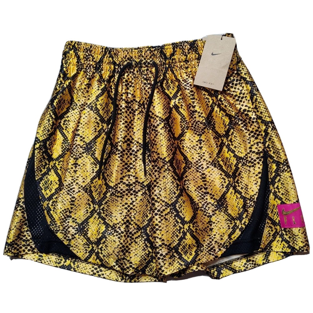 NIKE FLY Women XS Vivid Sulfur DRI-FIT Loose Snake Print Basketball Shorts NEW